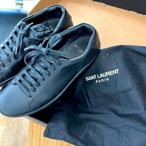 Men Saint Laurent black leather sneaker low top size 43 US 10